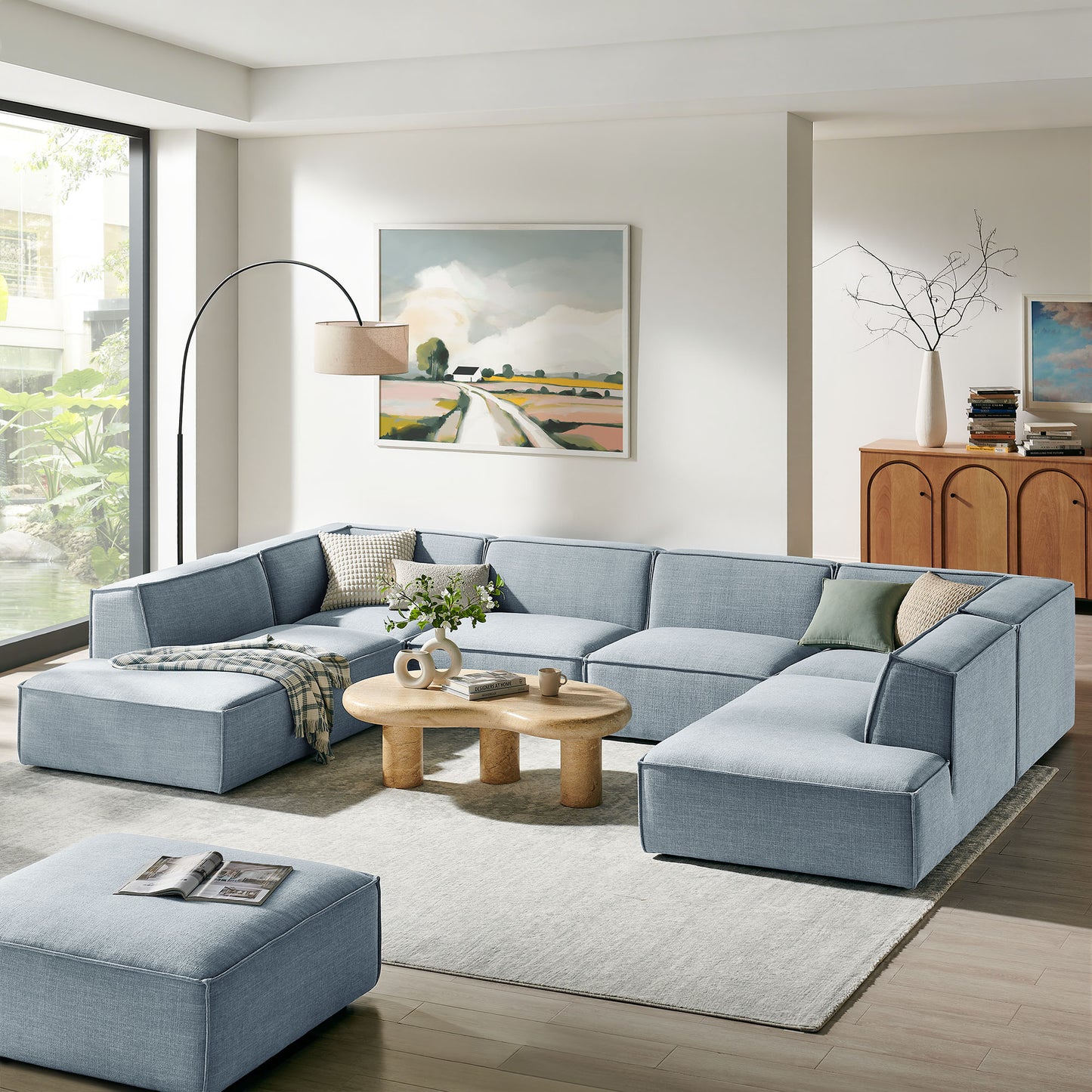 Restore 6-Piece Performance Fabric Upholstered U-Shaped Sectional Sofa by Modway