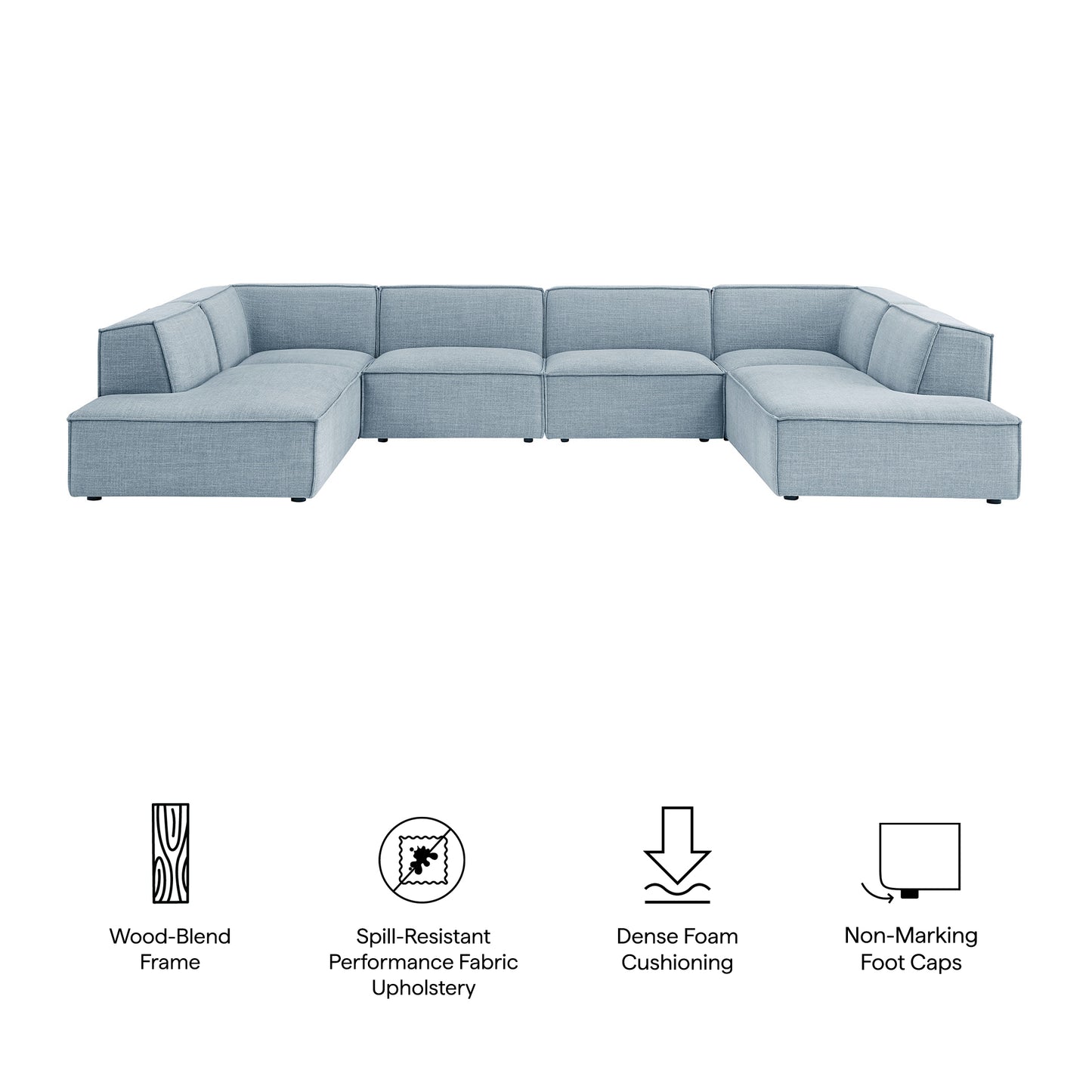 Restore 6-Piece Performance Fabric Upholstered U-Shaped Sectional Sofa by Modway