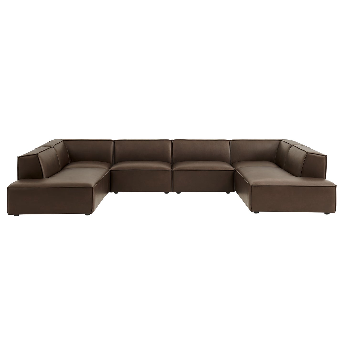 Restore 6-Piece Vegan Leather U-Shaped Armless Sectional Sofa by Modway