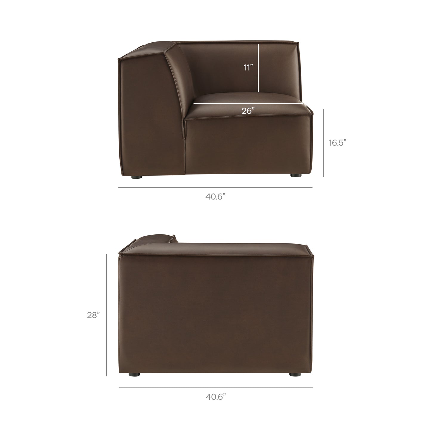 Restore 6-Piece Vegan Leather U-Shaped Armless Sectional Sofa by Modway