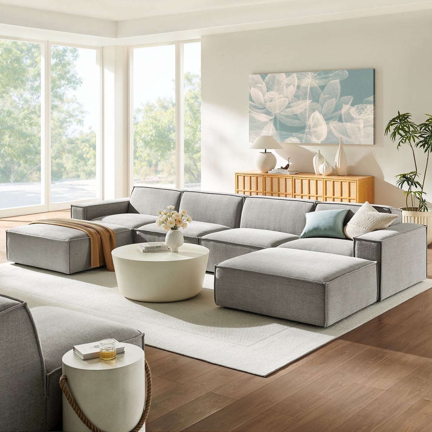 Restore 6-Piece Performance Fabric Upholstered Modular Sectional Sofa by Modway