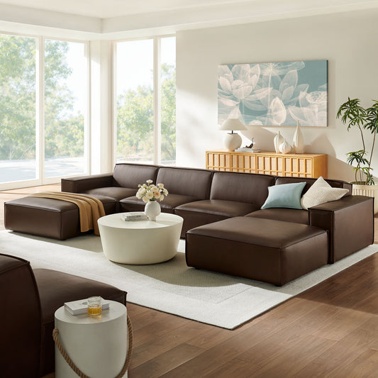 Restore 6-Piece Vegan Leather Modular Sectional Sofa by Modway