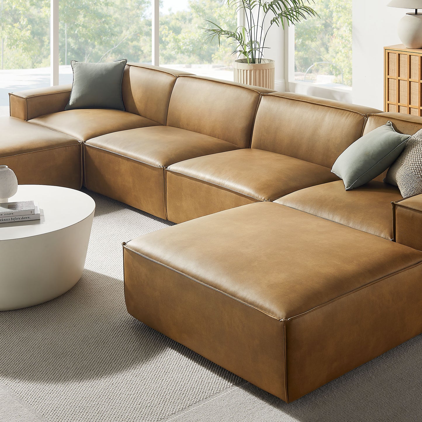 Restore 6-Piece Vegan Leather Modular Sectional Sofa by Modway
