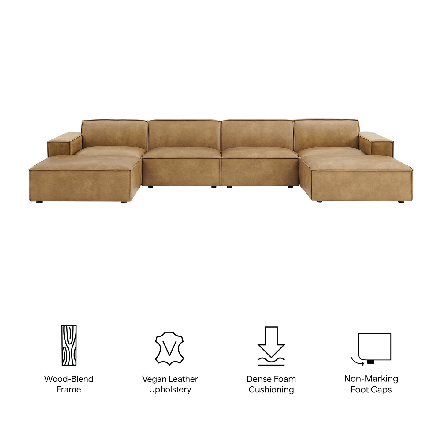 Restore 6-Piece Vegan Leather Modular Sectional Sofa by Modway