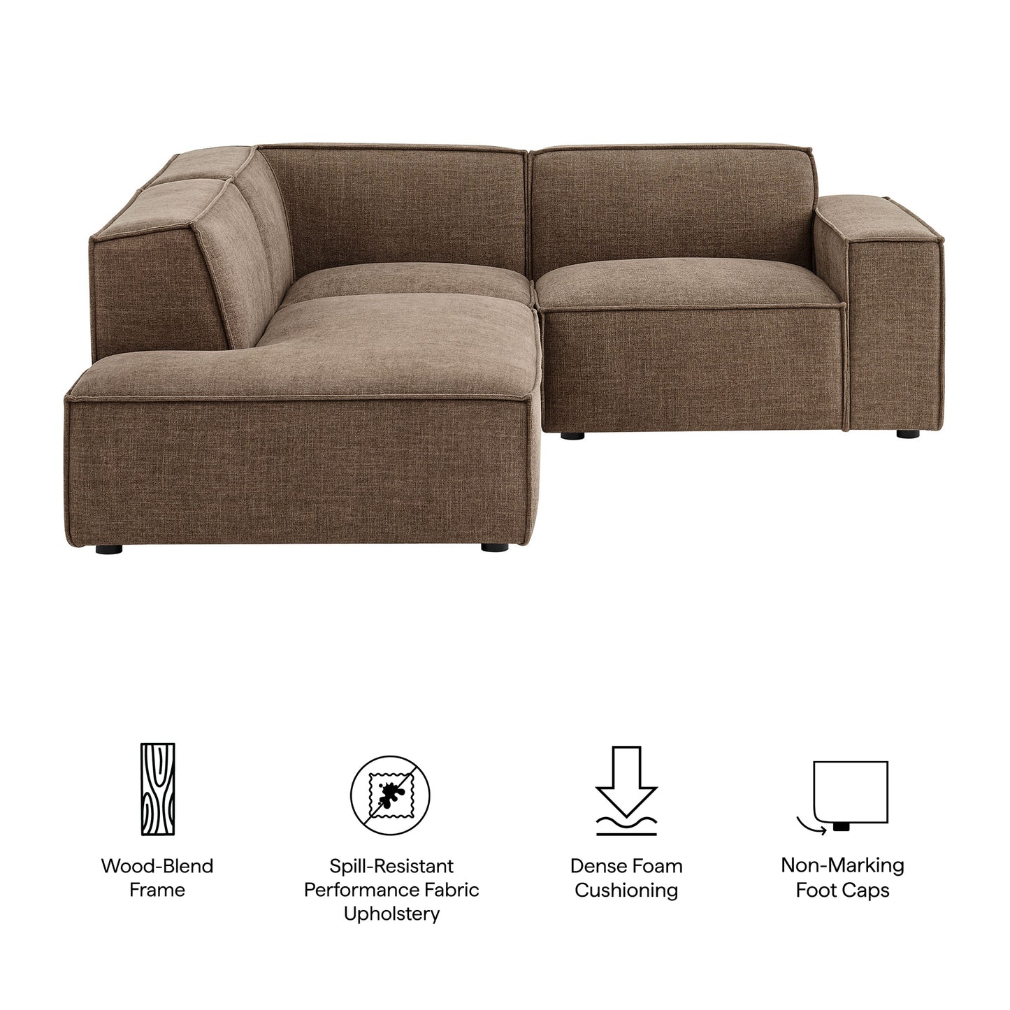 Restore 3-Piece Performance Fabric Upholstered Modular L-Shaped Sectional Sofa by Modway