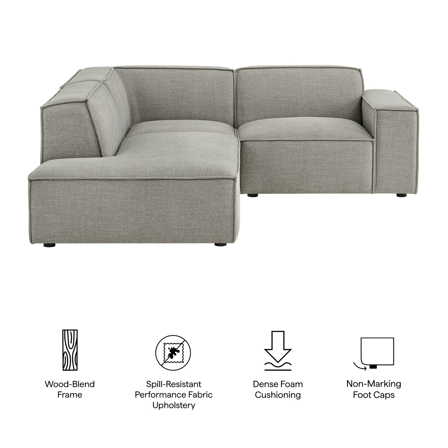 Restore 3-Piece Performance Fabric Upholstered Modular L-Shaped Sectional Sofa by Modway