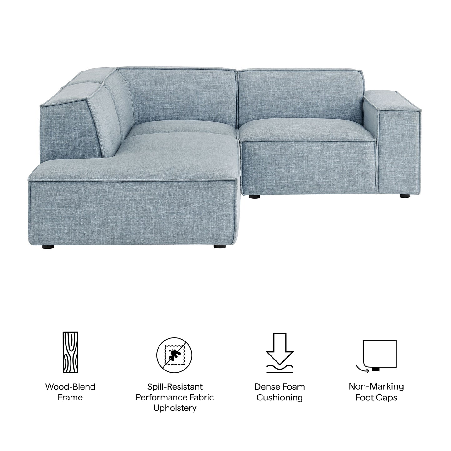 Restore 3-Piece Performance Fabric Upholstered Modular L-Shaped Sectional Sofa by Modway