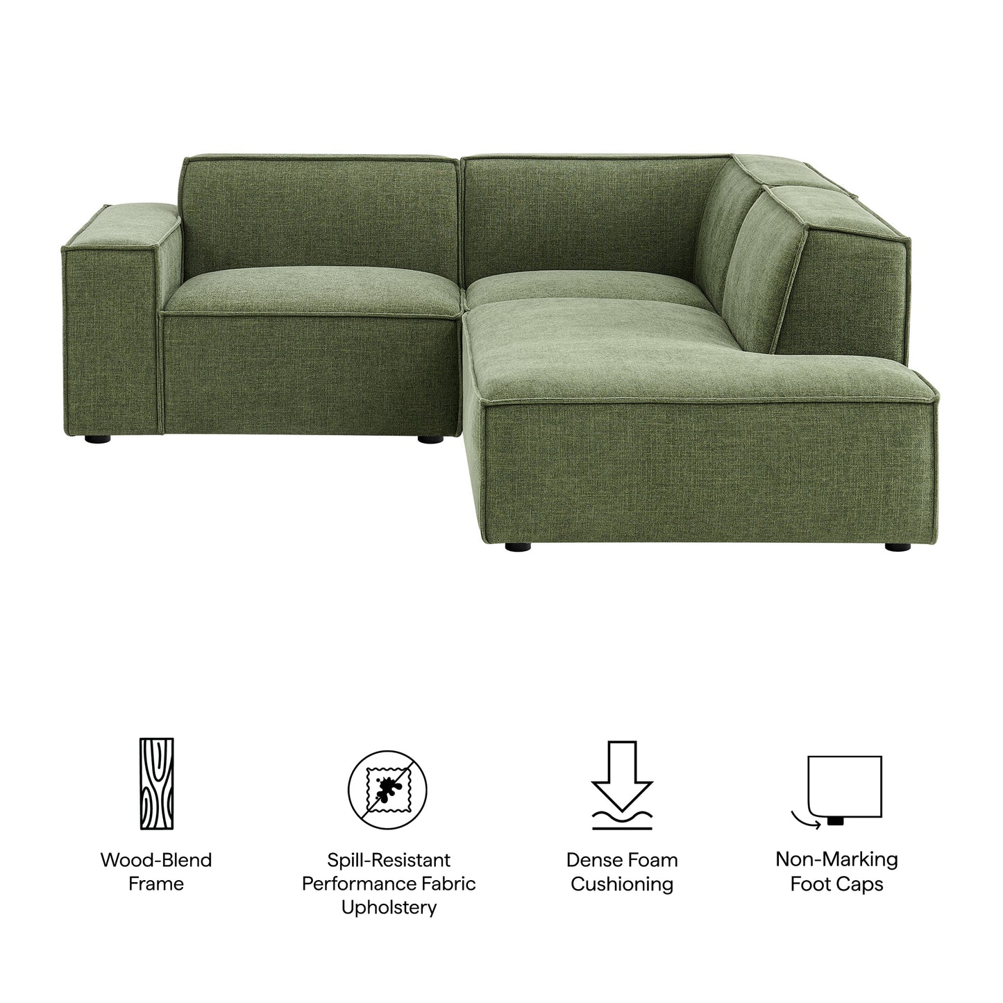 Restore 3-Piece Performance Fabric Upholstered Modular L-Shaped Sectional Sofa by Modway