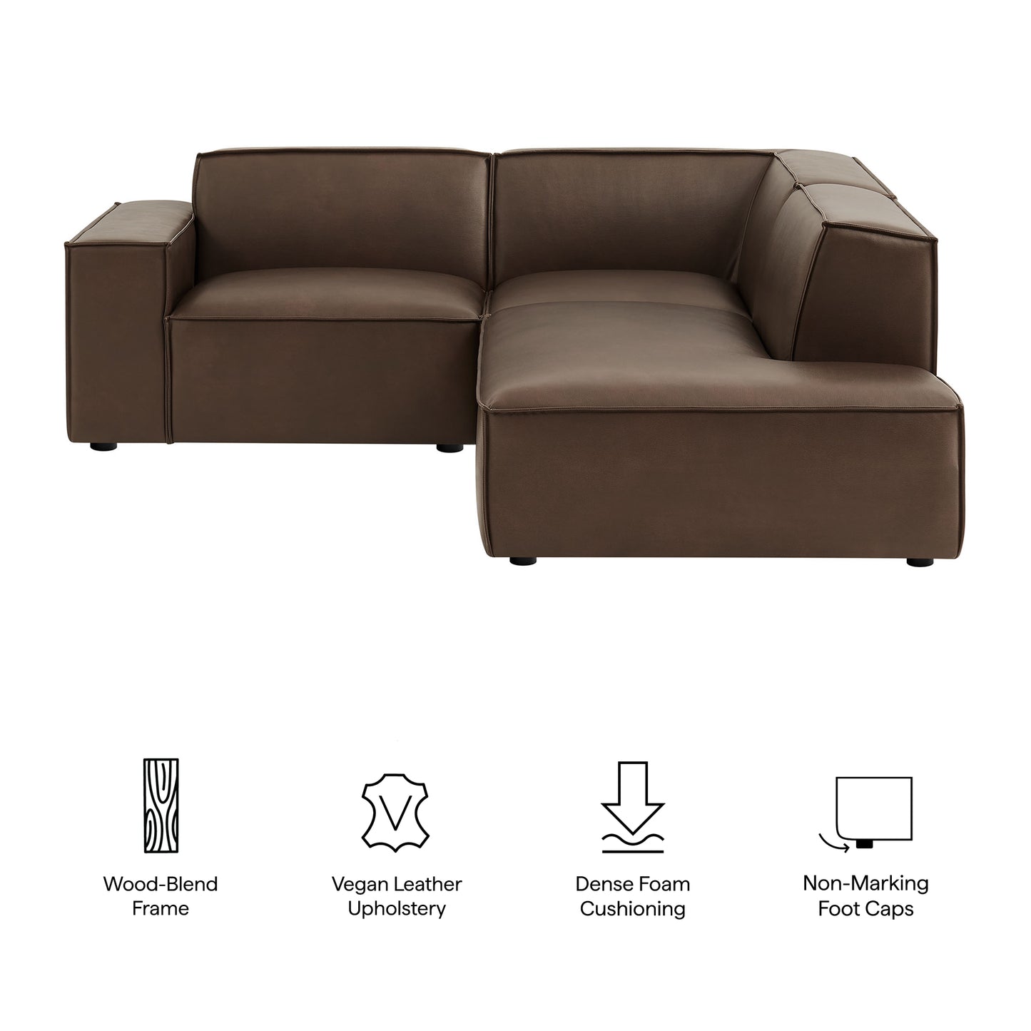 Restore 3-Piece Vegan Leather Modular L-Shaped Sectional Sofa by Modway