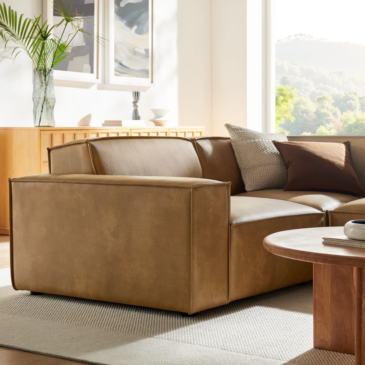 Restore 3-Piece Vegan Leather Modular L-Shaped Sectional Sofa by Modway