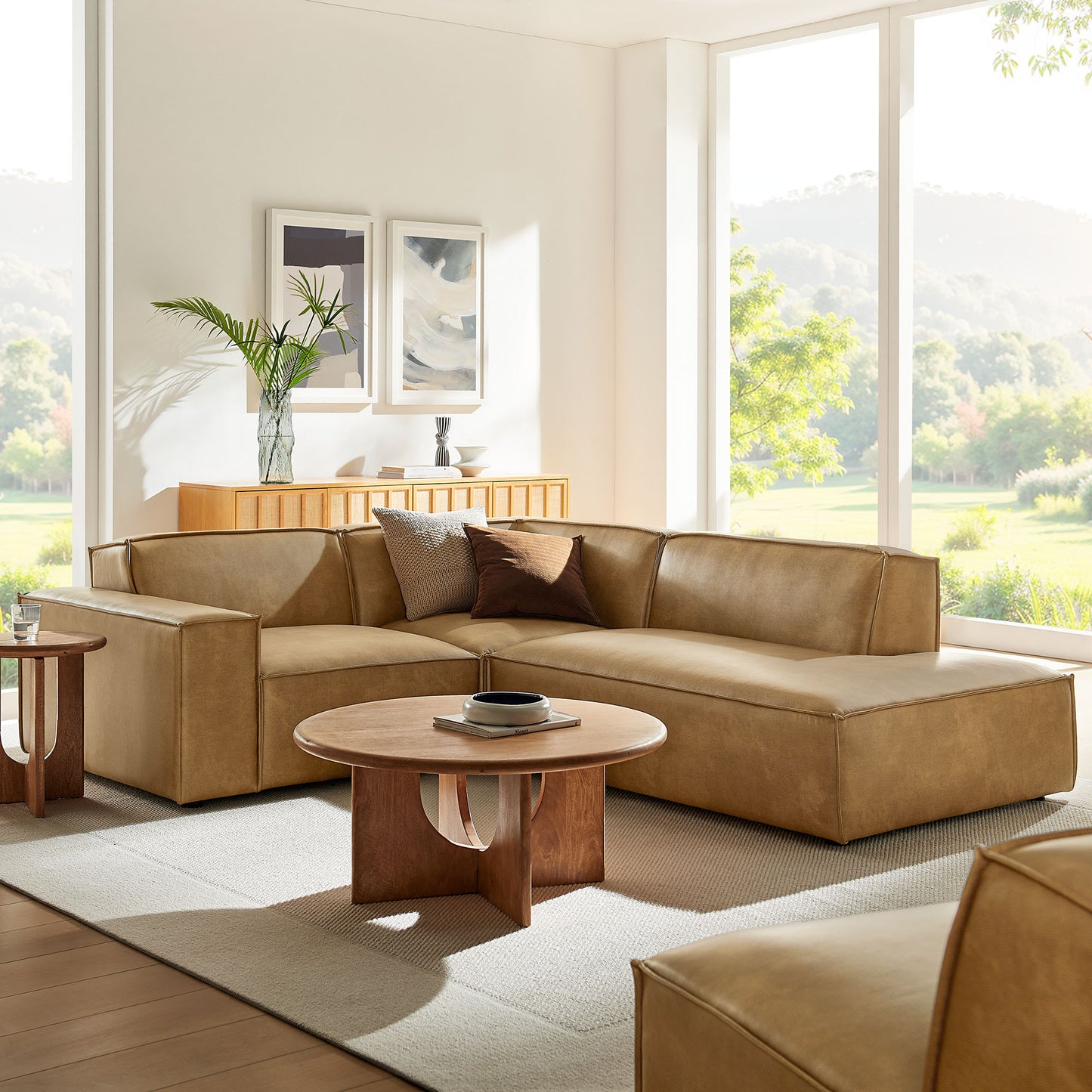 Restore 3-Piece Vegan Leather Modular L-Shaped Sectional Sofa by Modway