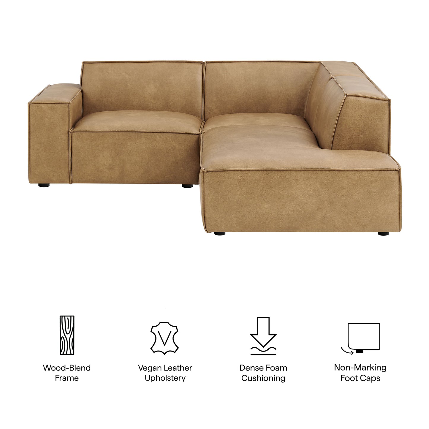 Restore 3-Piece Vegan Leather Modular L-Shaped Sectional Sofa by Modway