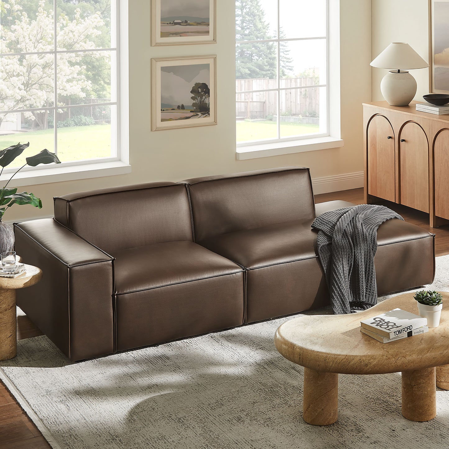 Restore 2-Piece Vegan Leather Modular Loveseat by Modway