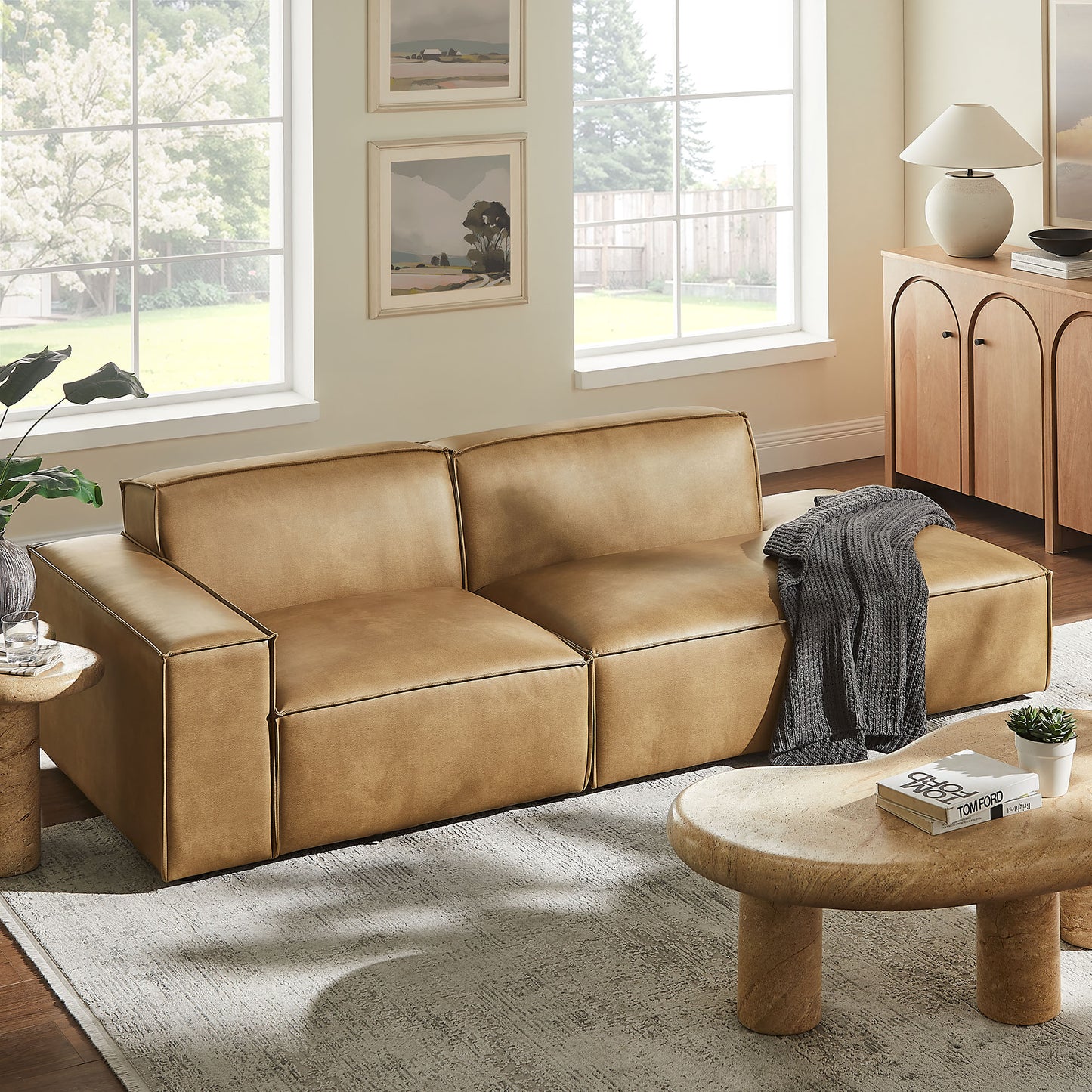 Restore 2-Piece Vegan Leather Modular Loveseat by Modway
