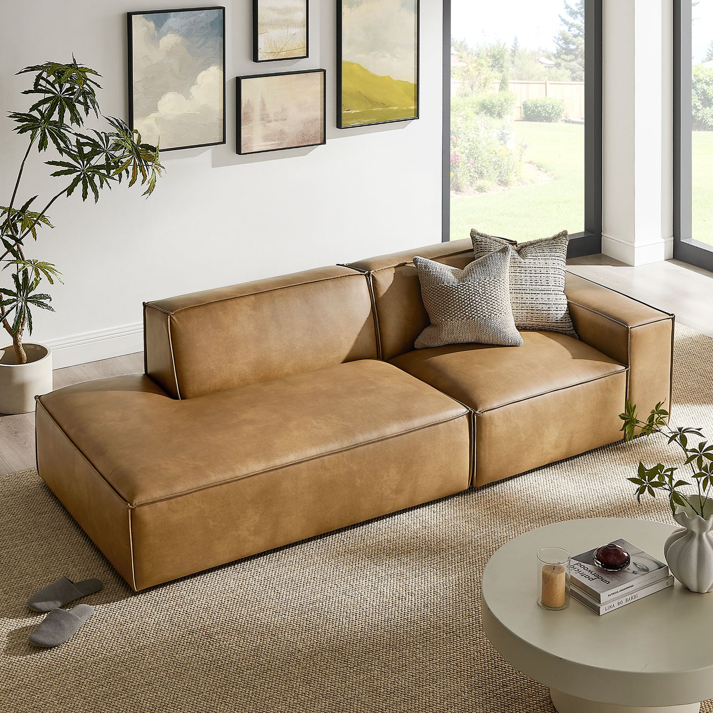 Restore 2-Piece Vegan Leather Modular Loveseat by Modway