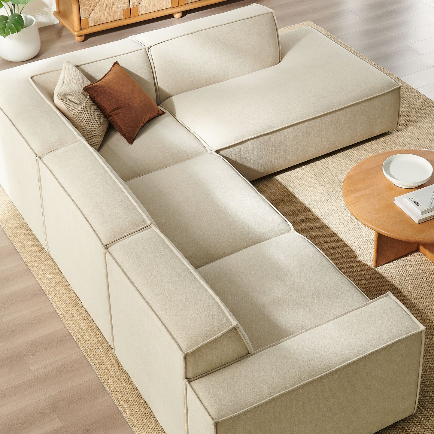 Restore 4-Piece Performance Fabric Upholstered Modular L-Shaped Sofa by Modway