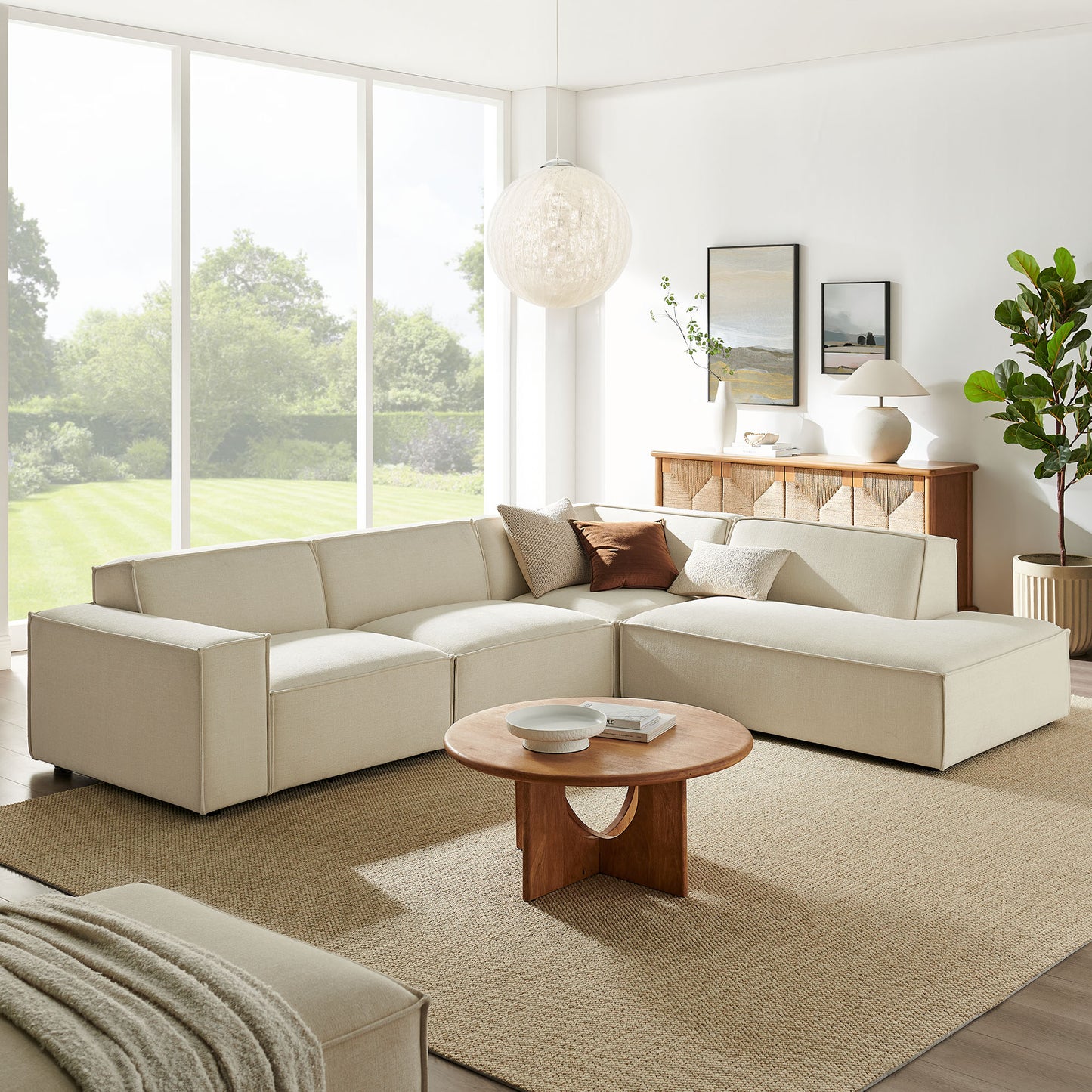 Restore 4-Piece Performance Fabric Upholstered Modular L-Shaped Sofa by Modway