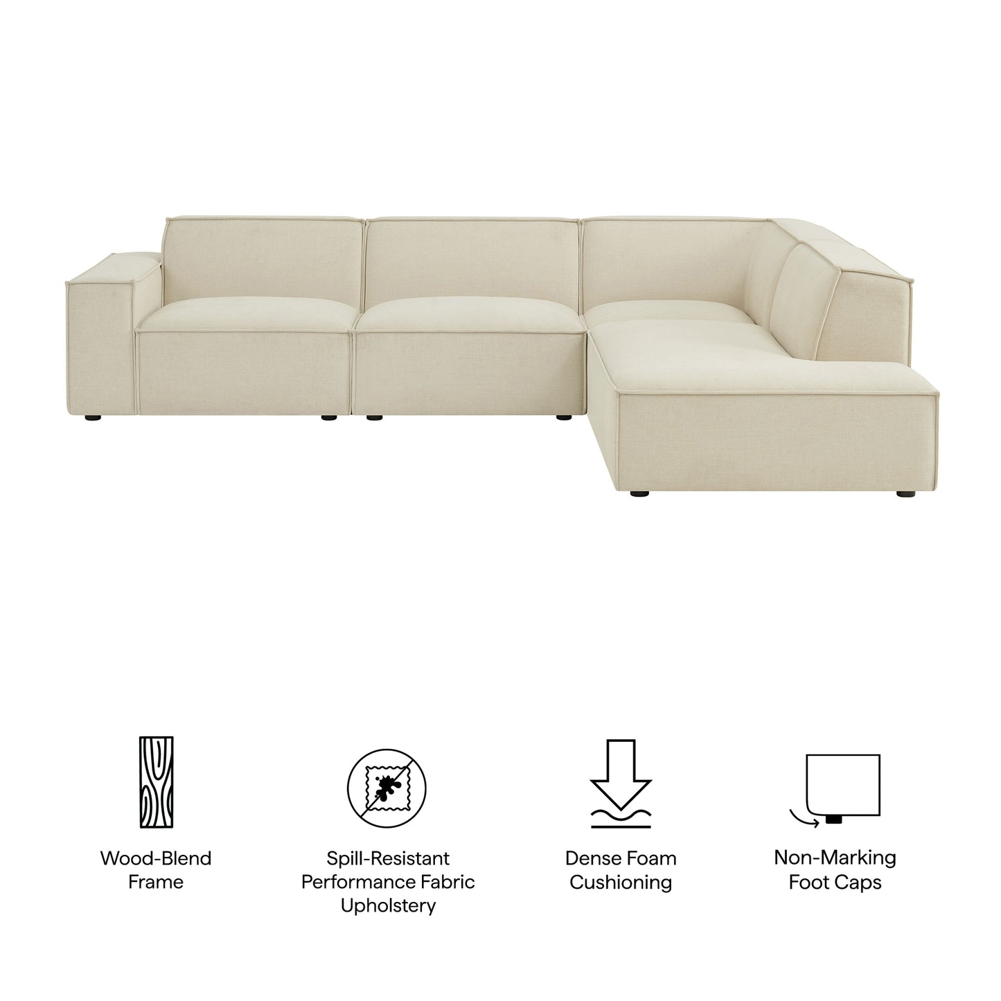Restore 4-Piece Performance Fabric Upholstered Modular L-Shaped Sofa by Modway