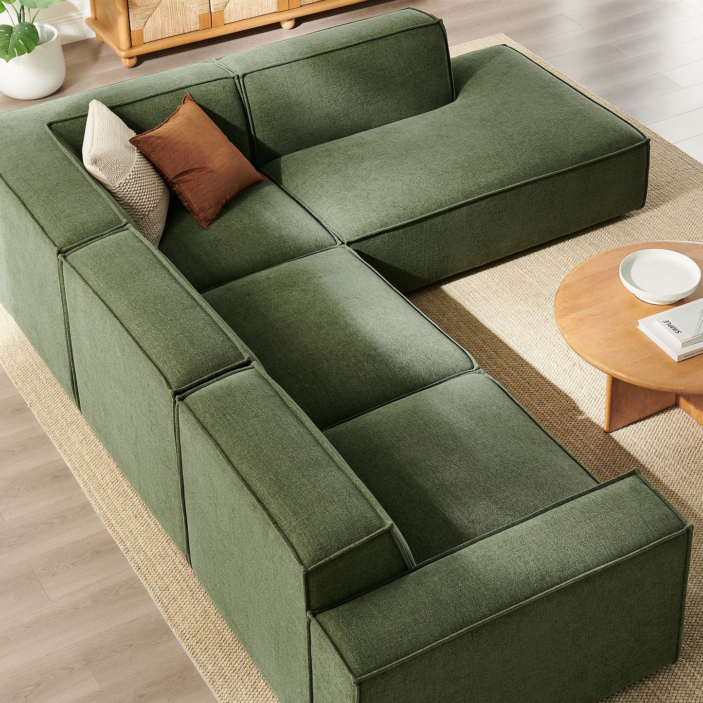 Restore 4-Piece Performance Fabric Upholstered Modular L-Shaped Sofa by Modway