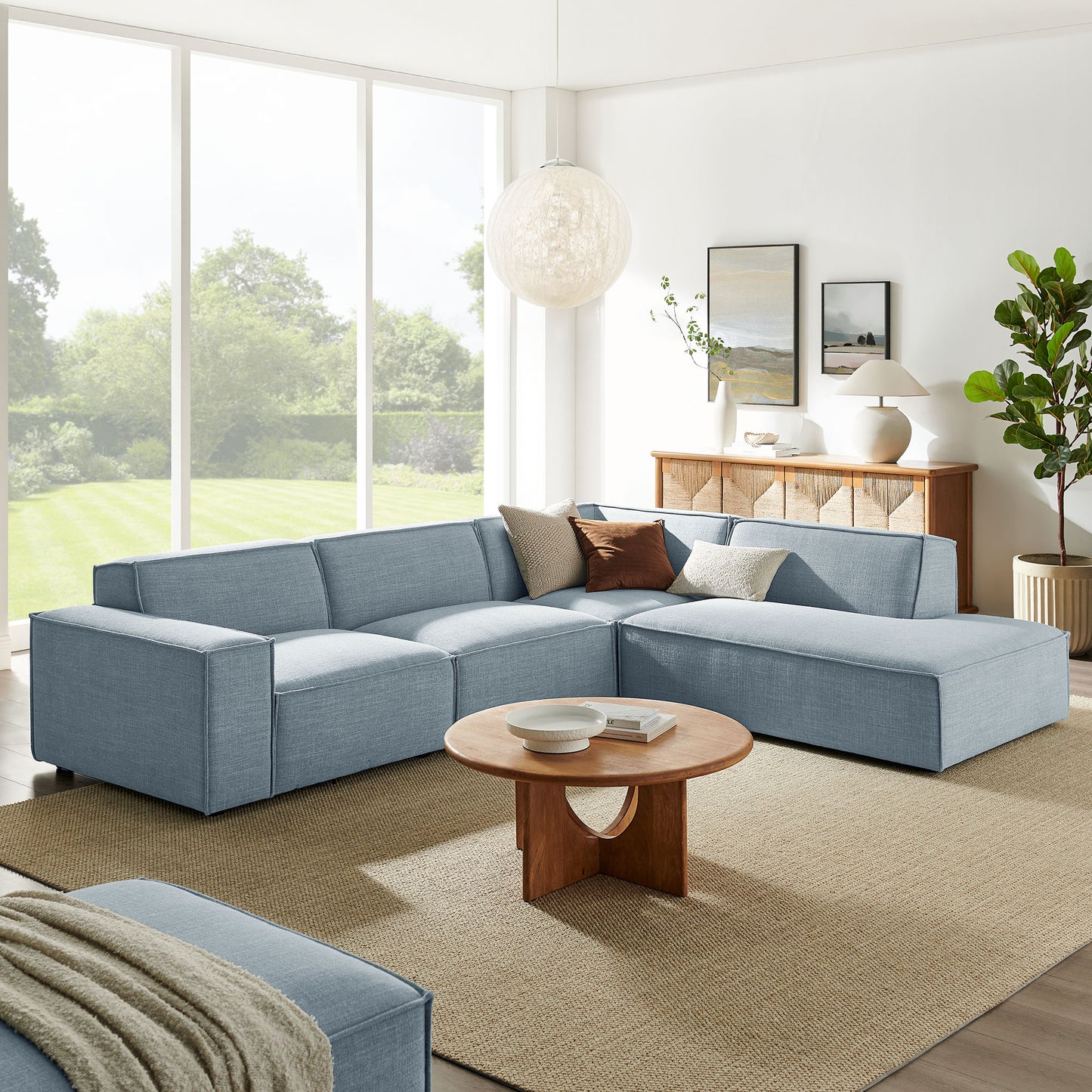 Restore 4-Piece Performance Fabric Upholstered Modular L-Shaped Sofa by Modway