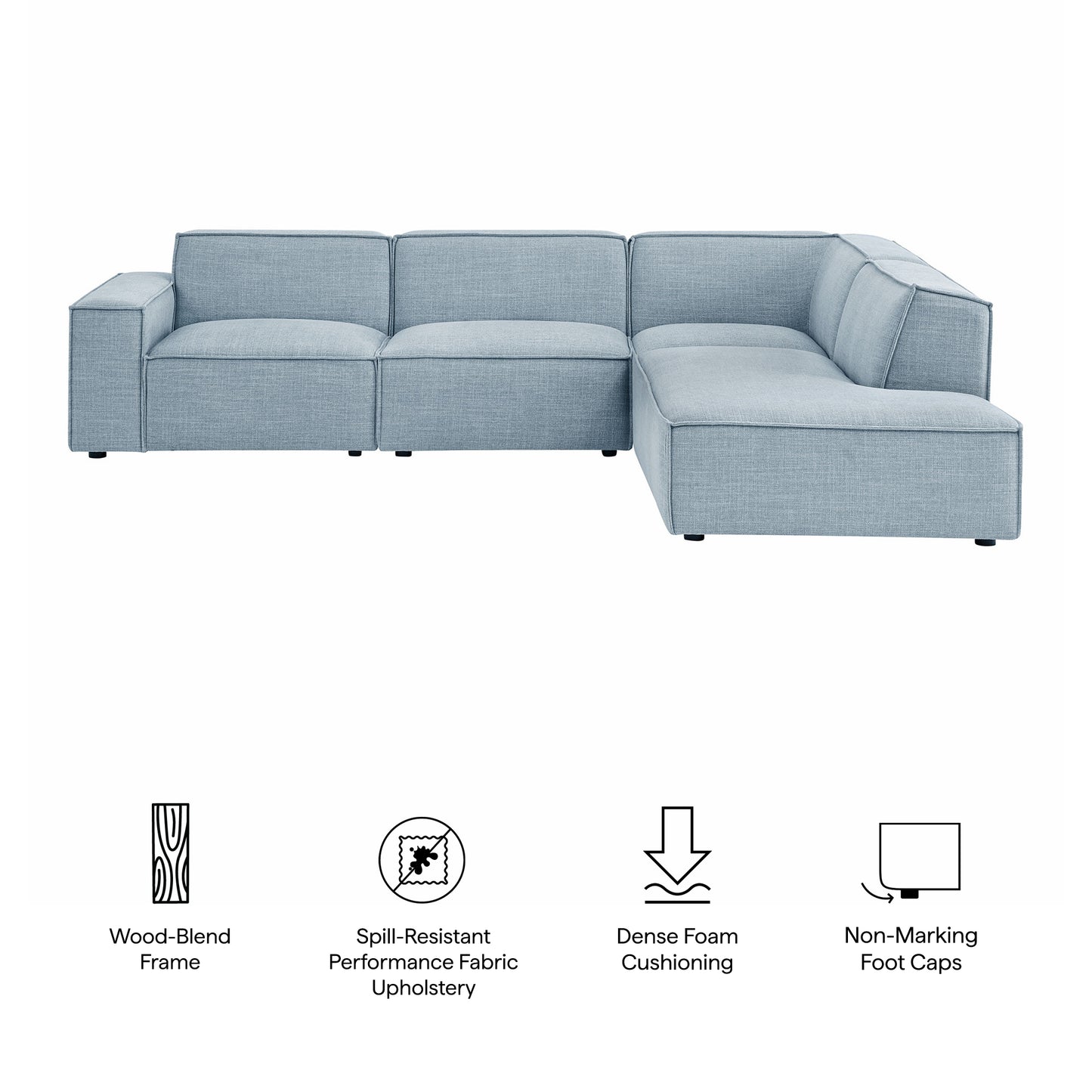 Restore 4-Piece Performance Fabric Upholstered Modular L-Shaped Sofa by Modway