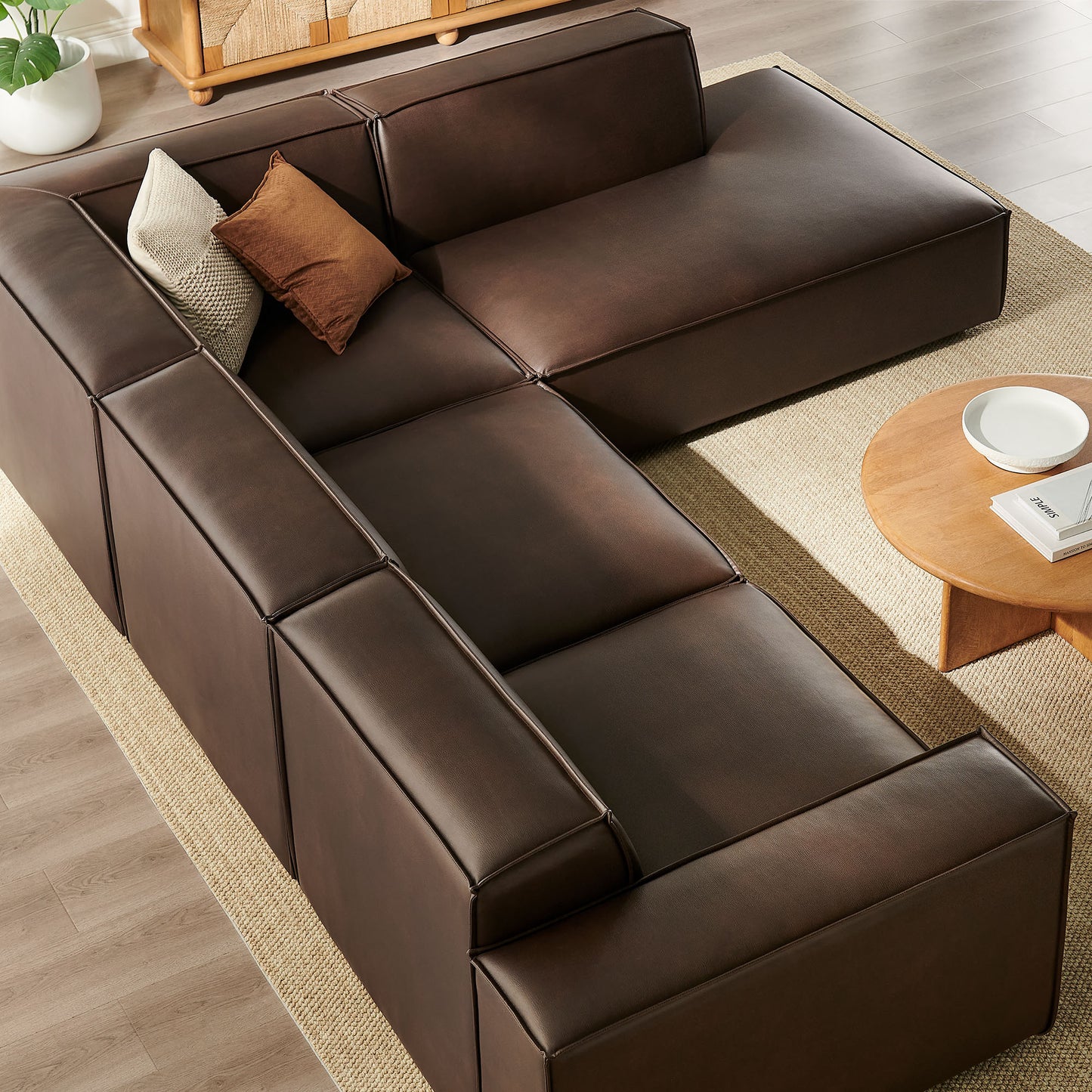 Restore 4-Piece Vegan Leather Modular L-Shaped Sofa by Modway