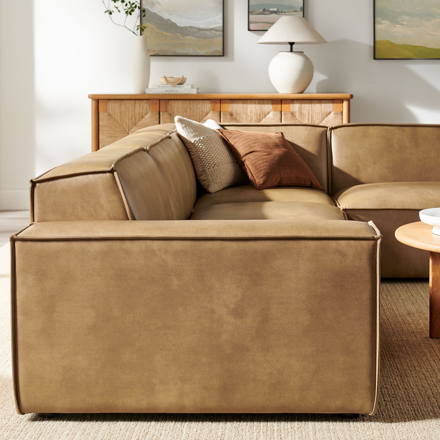 Restore 4-Piece Vegan Leather Modular L-Shaped Sofa by Modway