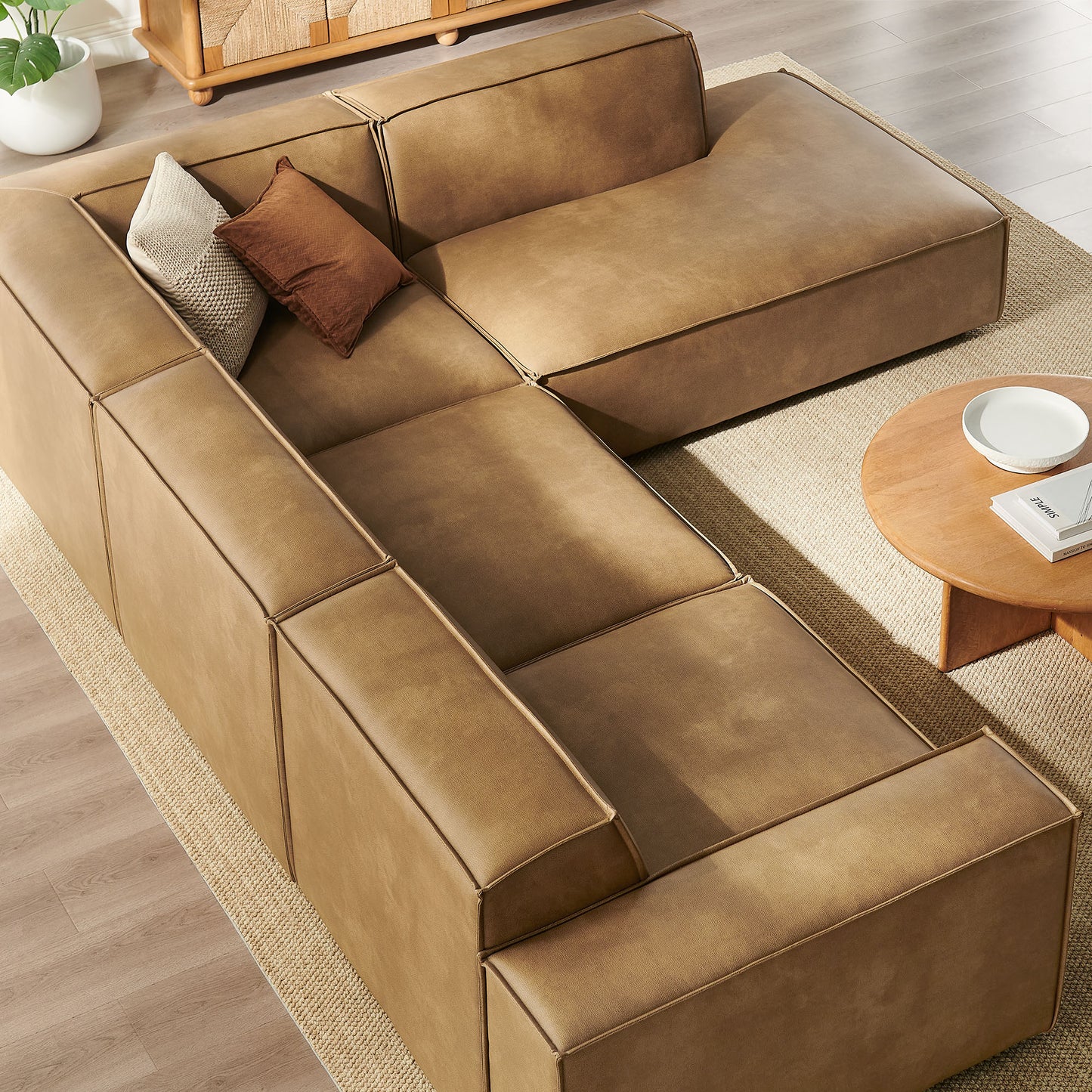 Restore 4-Piece Vegan Leather Modular L-Shaped Sofa by Modway