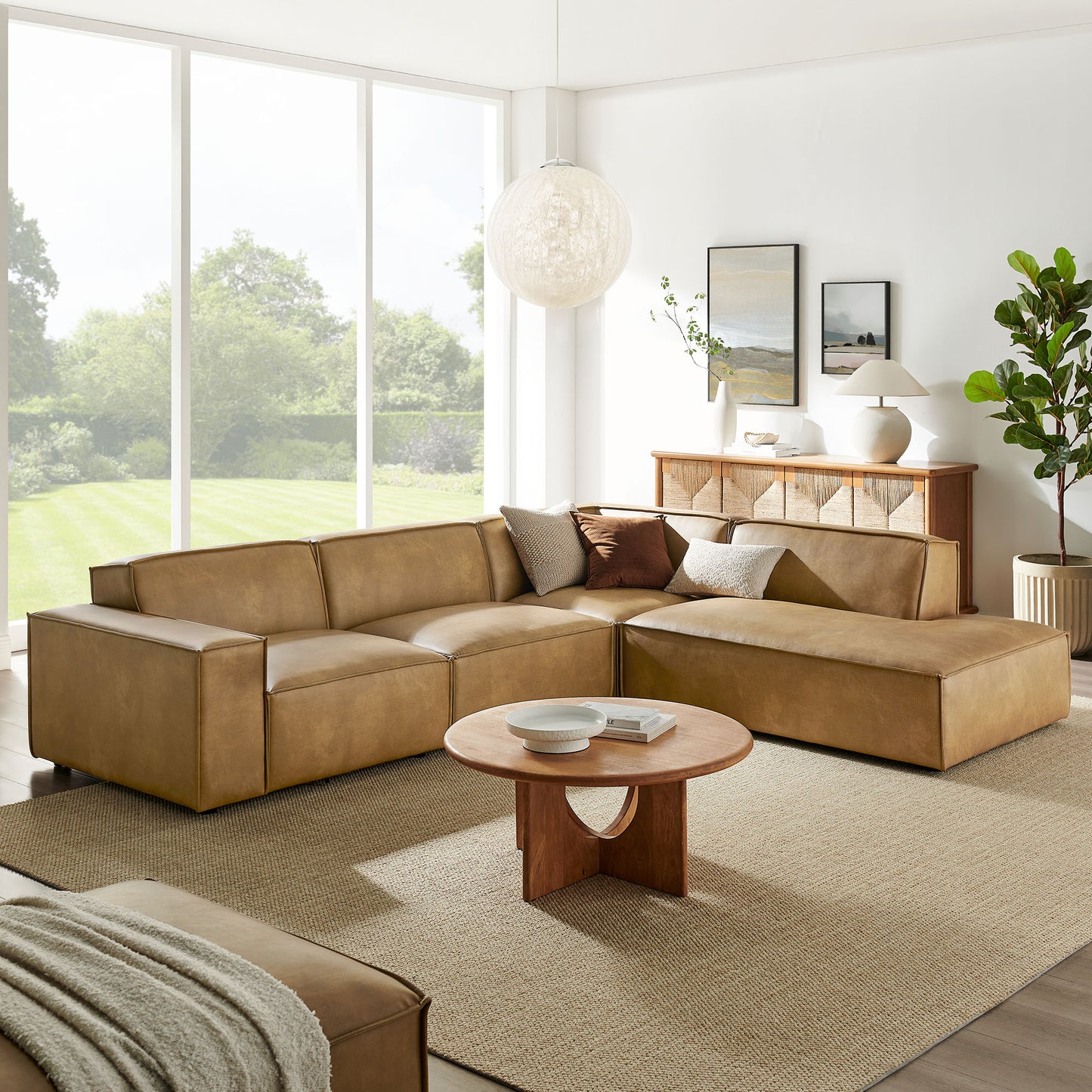 Restore 4-Piece Vegan Leather Modular L-Shaped Sofa by Modway