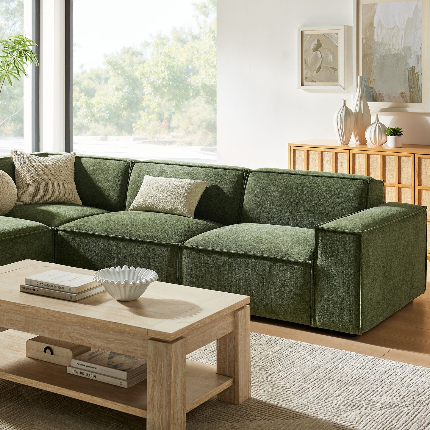 Restore 4-Piece Performance Fabric Upholstered Modular L-Shaped Sofa by Modway