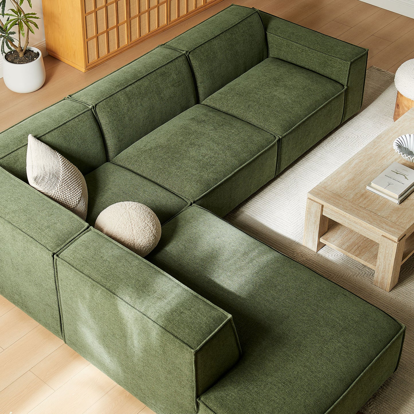 Restore 4-Piece Performance Fabric Upholstered Modular L-Shaped Sofa by Modway
