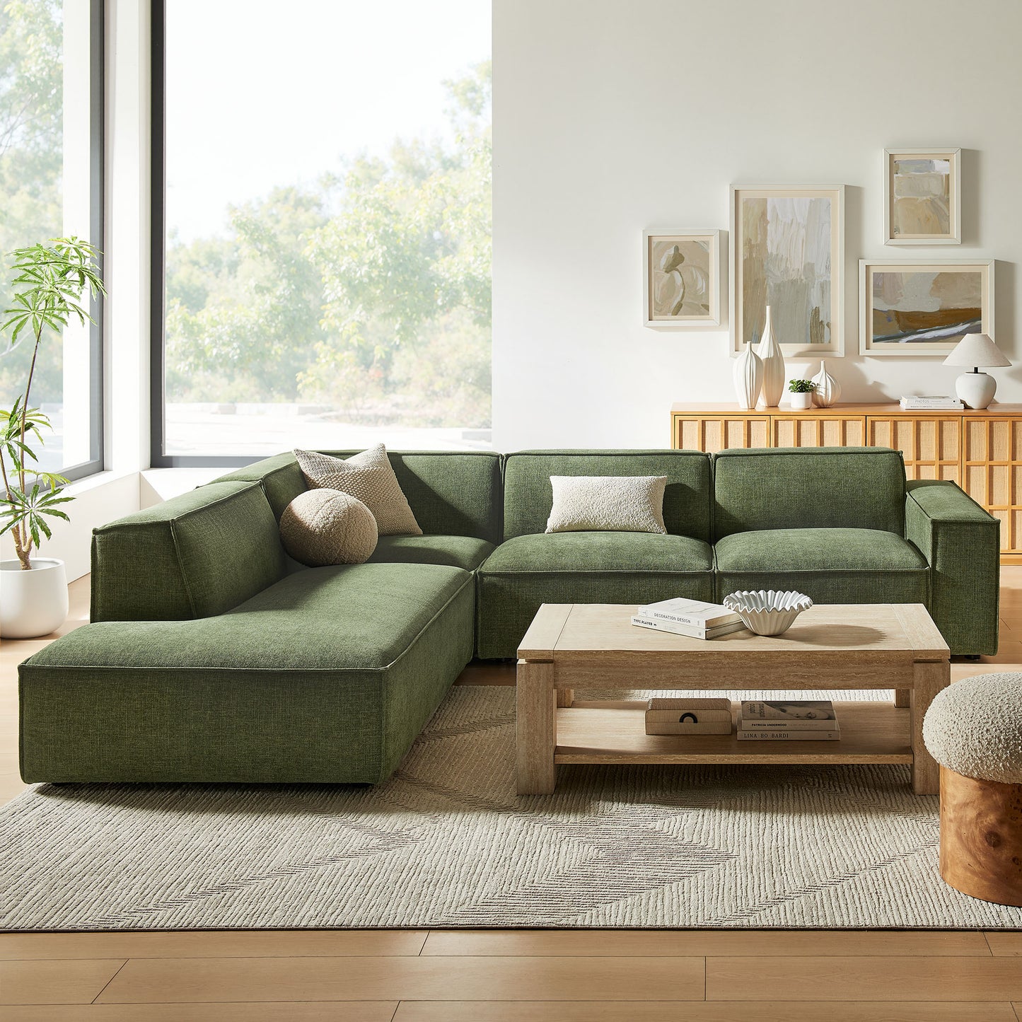 Restore 4-Piece Performance Fabric Upholstered Modular L-Shaped Sofa by Modway