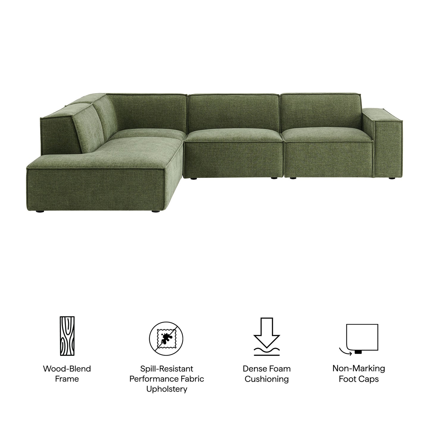 Restore 4-Piece Performance Fabric Upholstered Modular L-Shaped Sofa by Modway