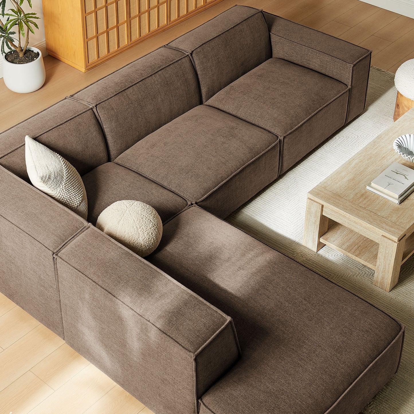 Restore 4-Piece Performance Fabric Upholstered Modular L-Shaped Sofa by Modway