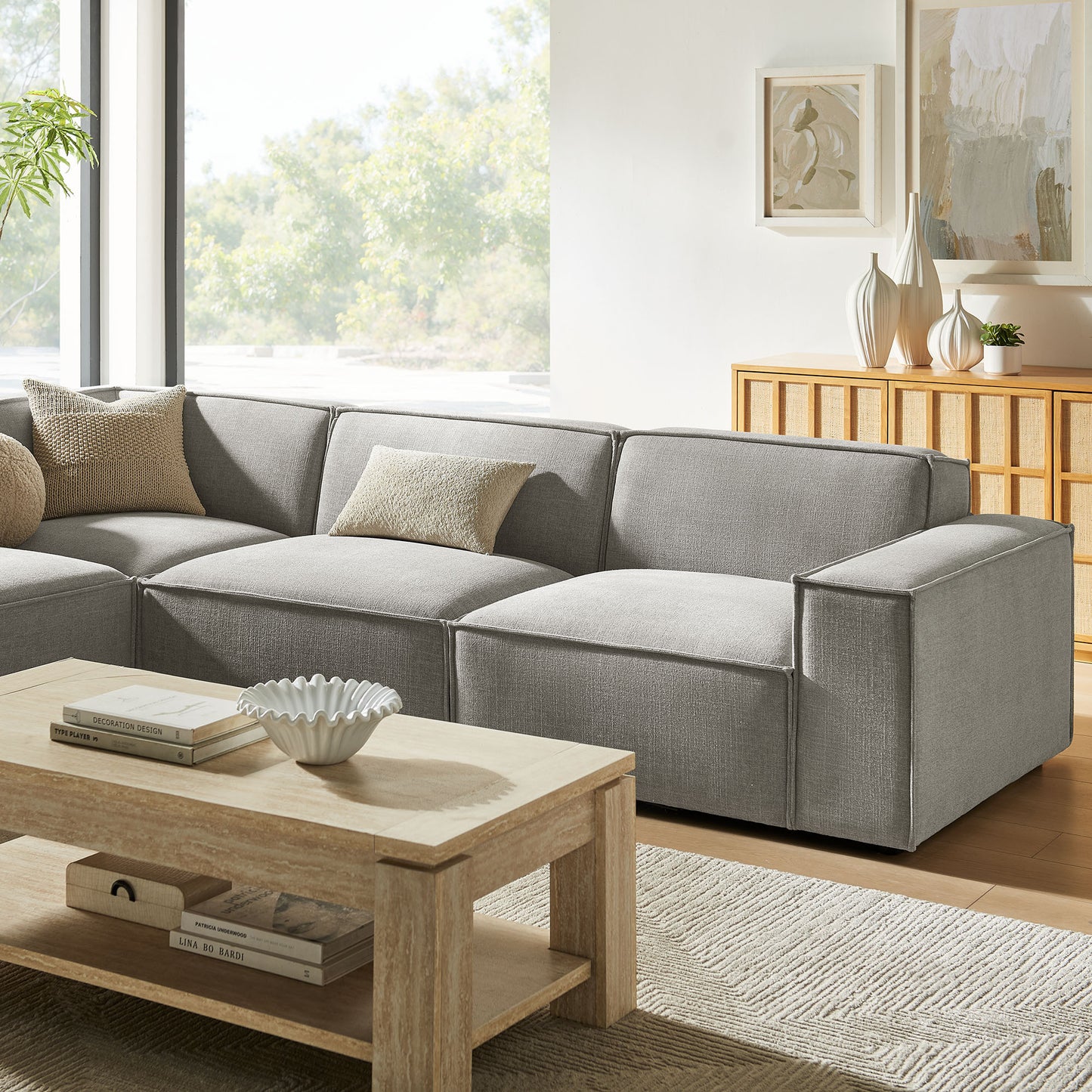 Restore 4-Piece Performance Fabric Upholstered Modular L-Shaped Sofa by Modway