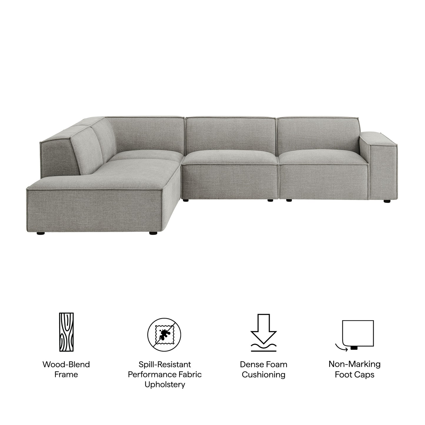 Restore 4-Piece Performance Fabric Upholstered Modular L-Shaped Sofa by Modway