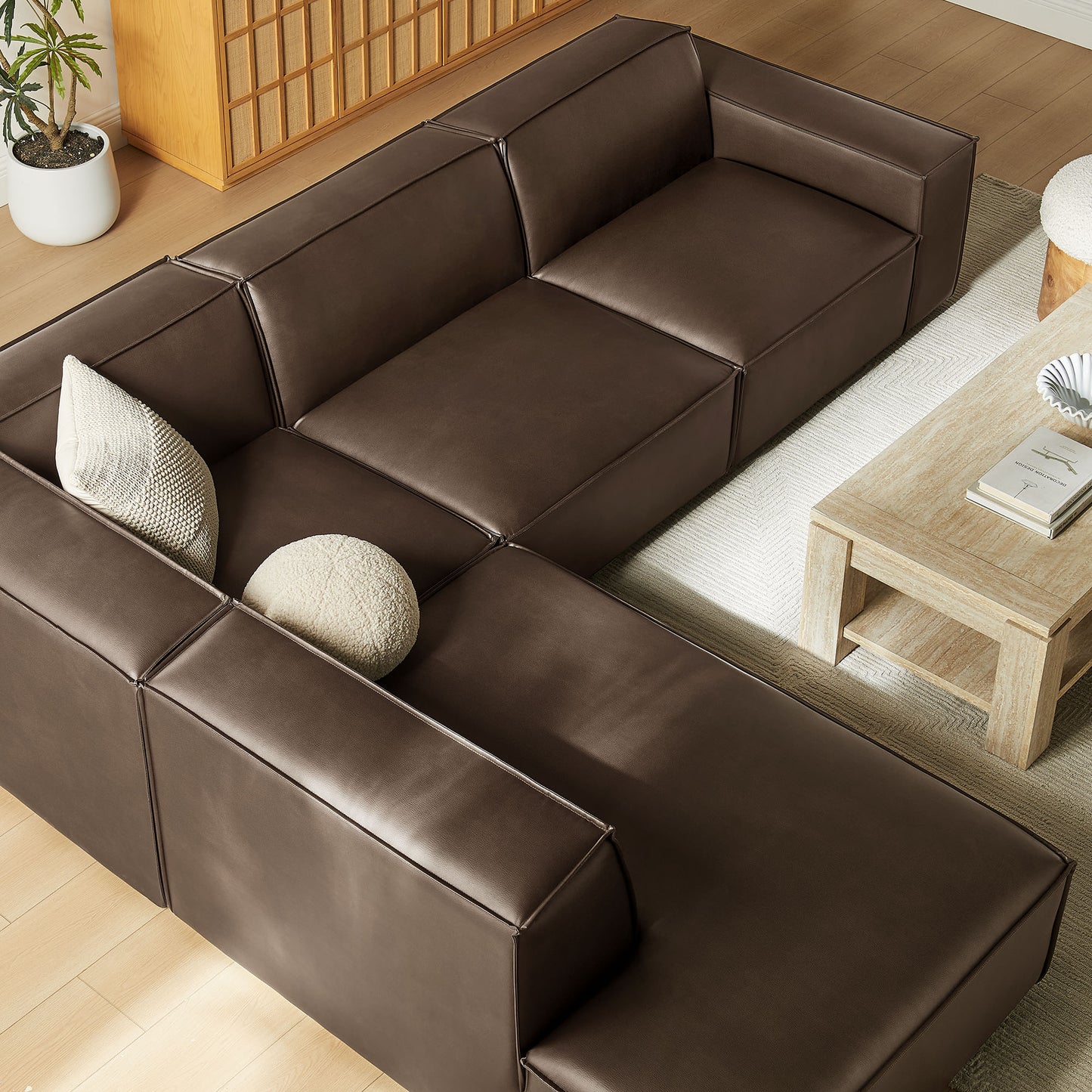 Restore 4-Piece Vegan Leather Modular L-Shaped Sofa by Modway