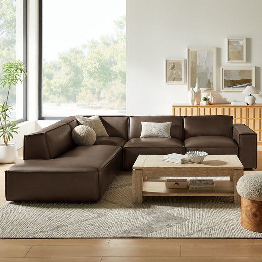 Restore 4-Piece Vegan Leather Modular L-Shaped Sofa by Modway
