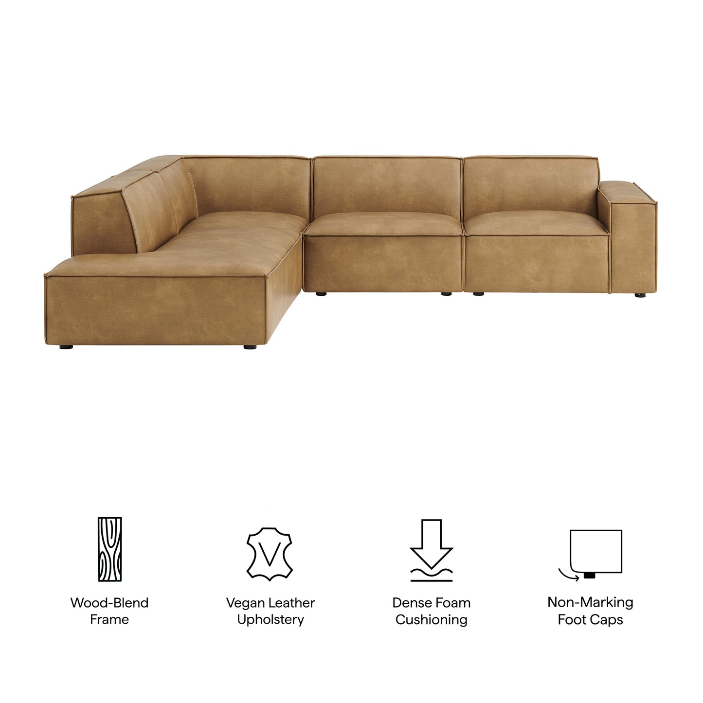 Restore 4-Piece Vegan Leather Modular L-Shaped Sofa by Modway