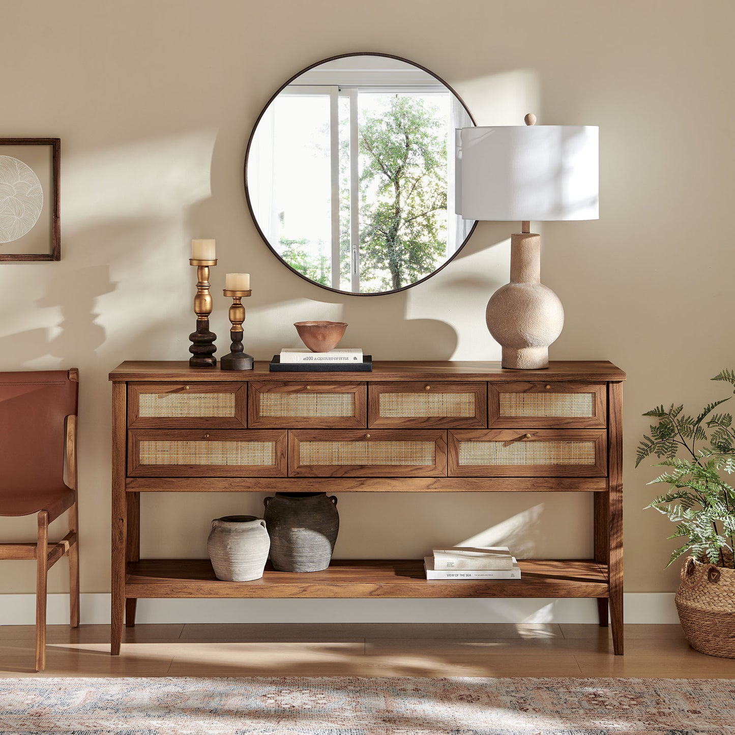 Soma 62 Inch Rattan Console Table by Modway