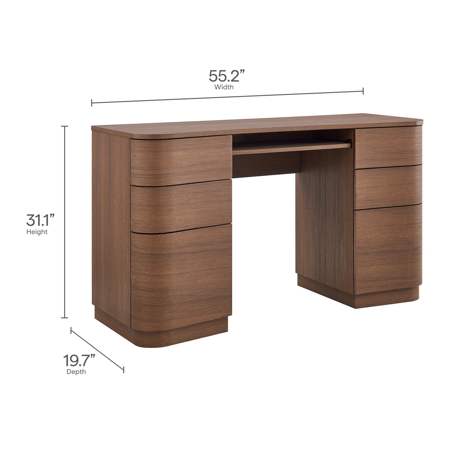 Mirae 55" 6-Drawer Curved Office Desk by Modway