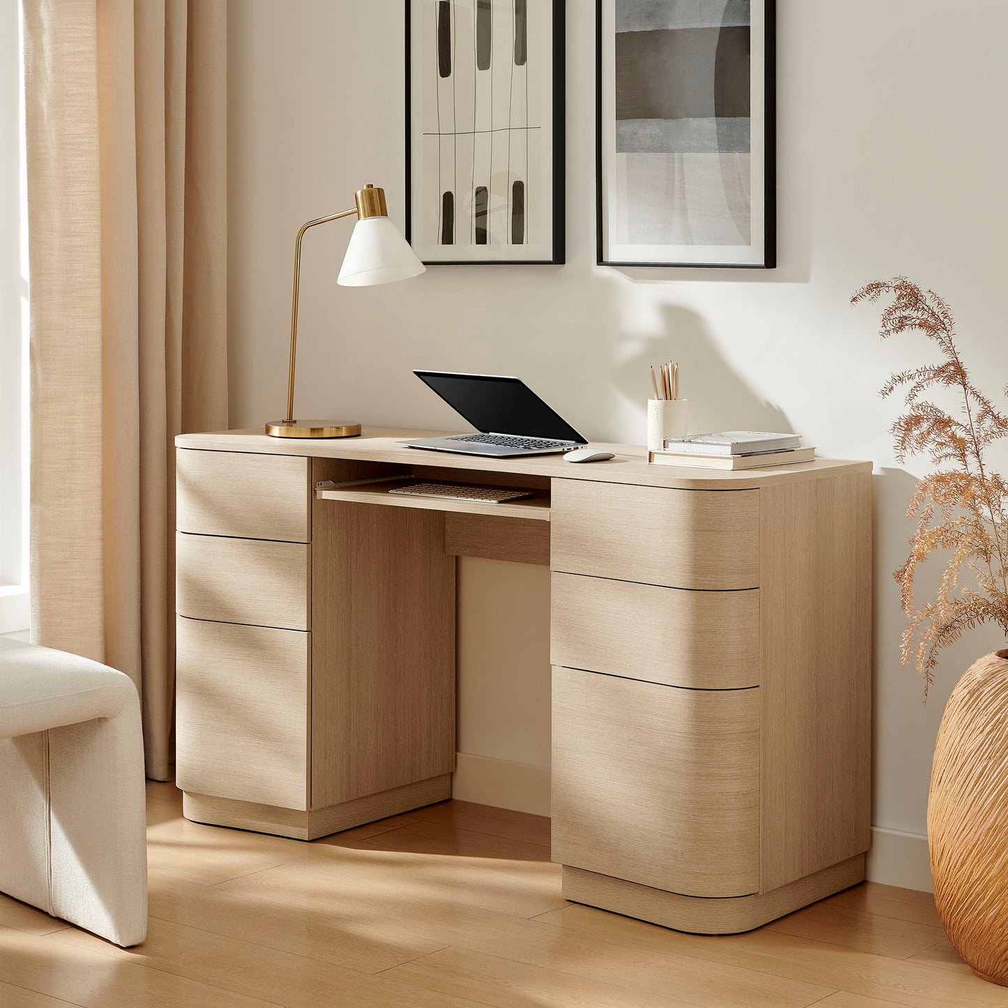 Mirae 55" 6-Drawer Curved Office Desk by Modway