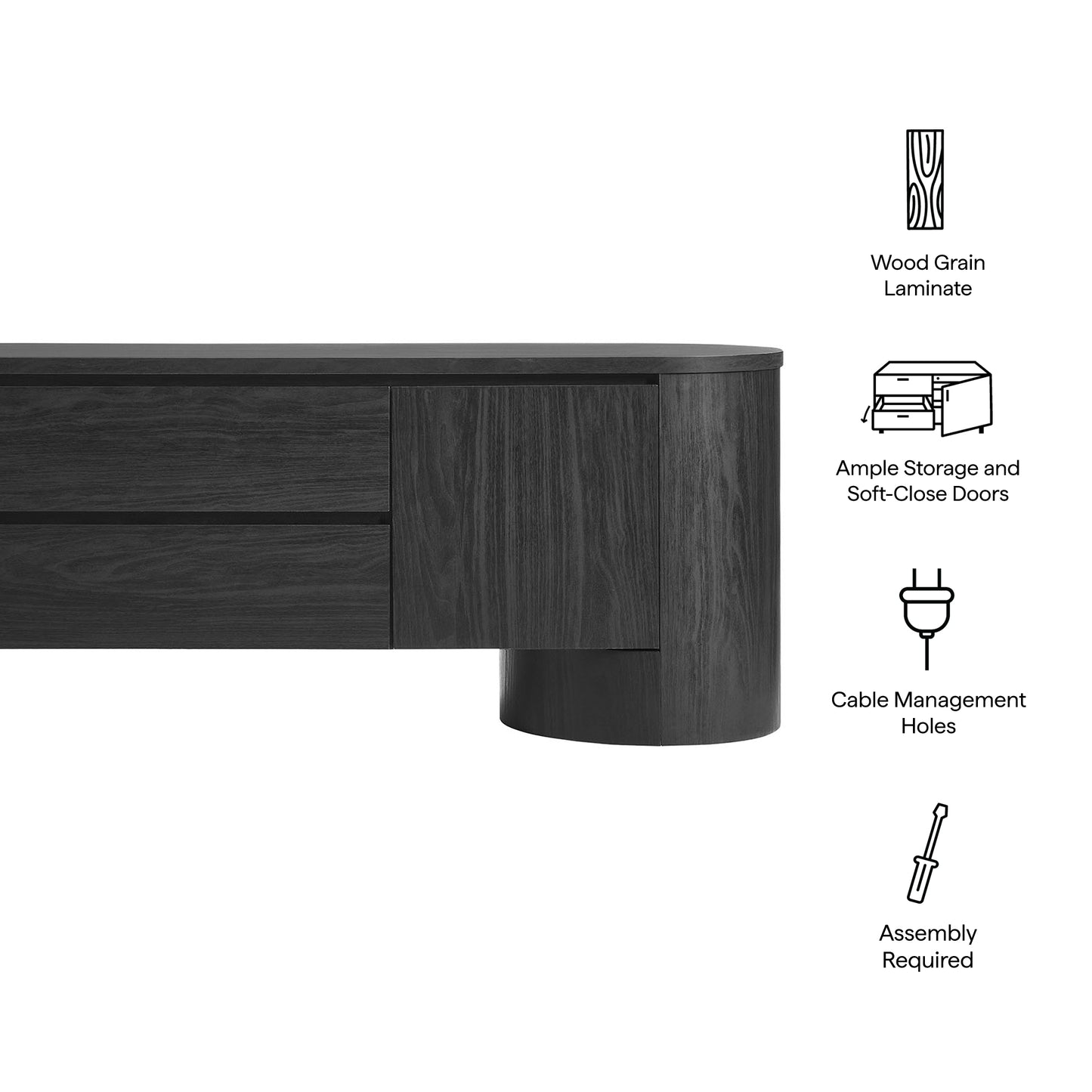Duval 71 Inch Oval TV Cabinet by Modway | TV Stands | Modishstore - 9