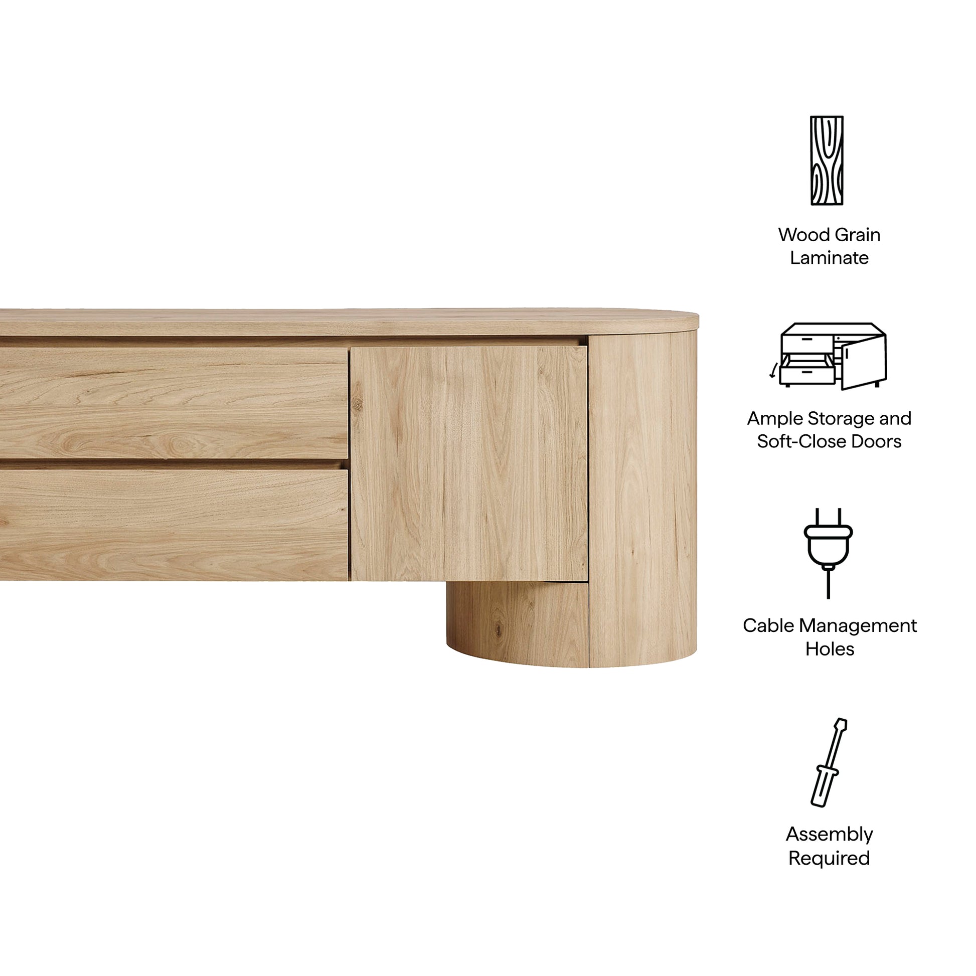 Duval 71 Inch Oval TV Cabinet by Modway | TV Stands | Modishstore - 19