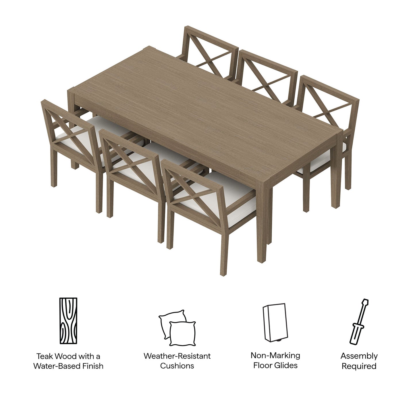 Northlake 7-Piece Outdoor Patio Teak Wood Dining Set by Modway | Outdoor Patio Daybed | Modishstore - 6