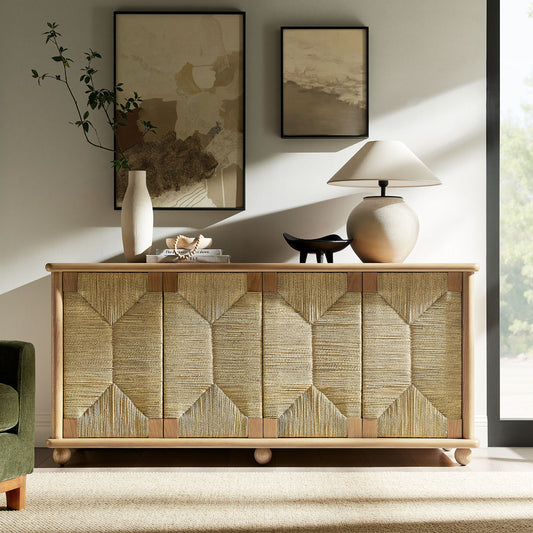 Marola 71 Inch Oak Wood Seagrass Sideboard by Modway