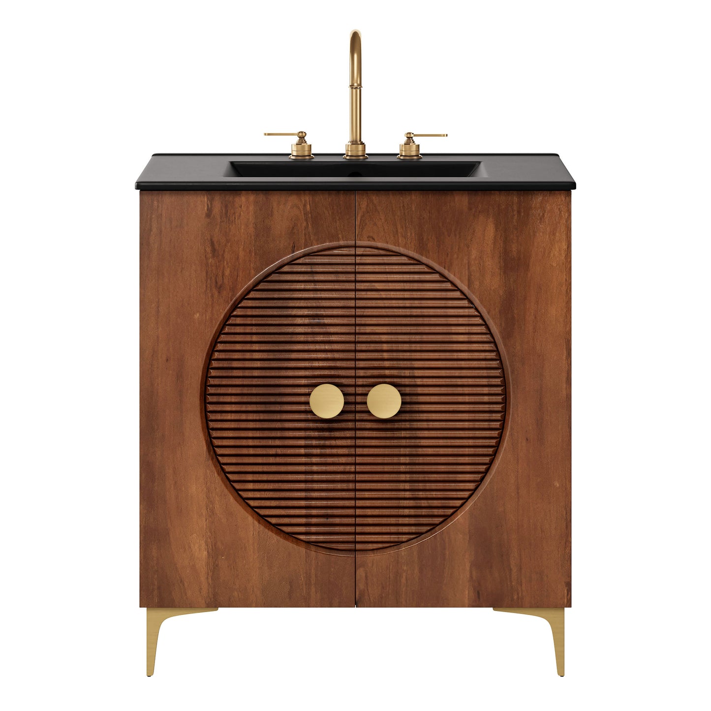 Vernon 30" Fluted Wood Vanity Cabinet With Sink by Modway