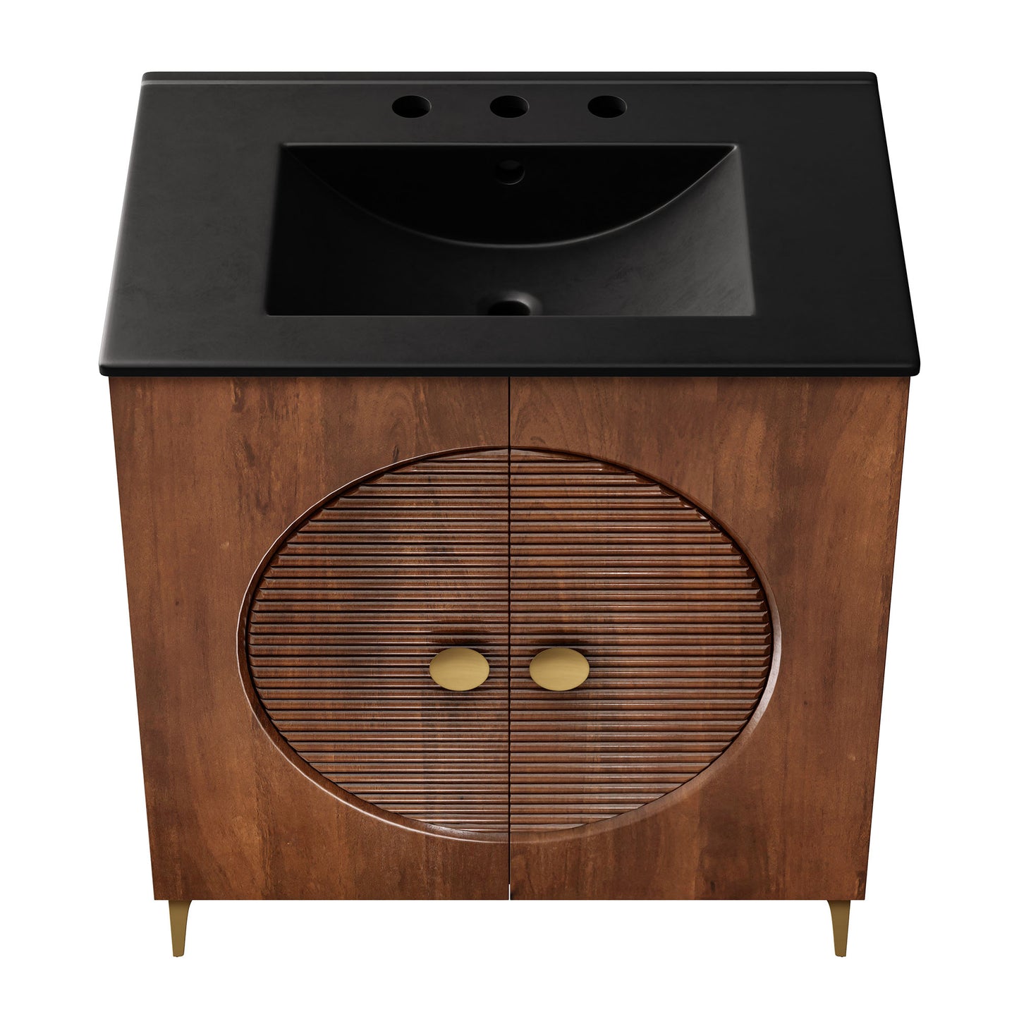Vernon 30" Fluted Wood Vanity Cabinet With Sink by Modway