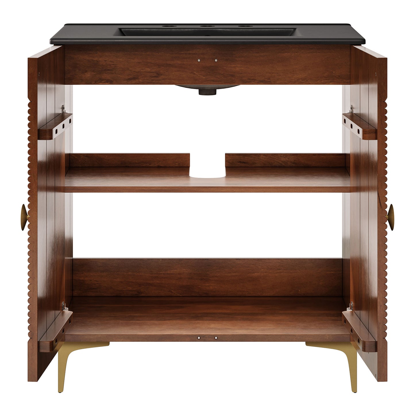 Vernon 30" Fluted Wood Vanity Cabinet With Sink by Modway