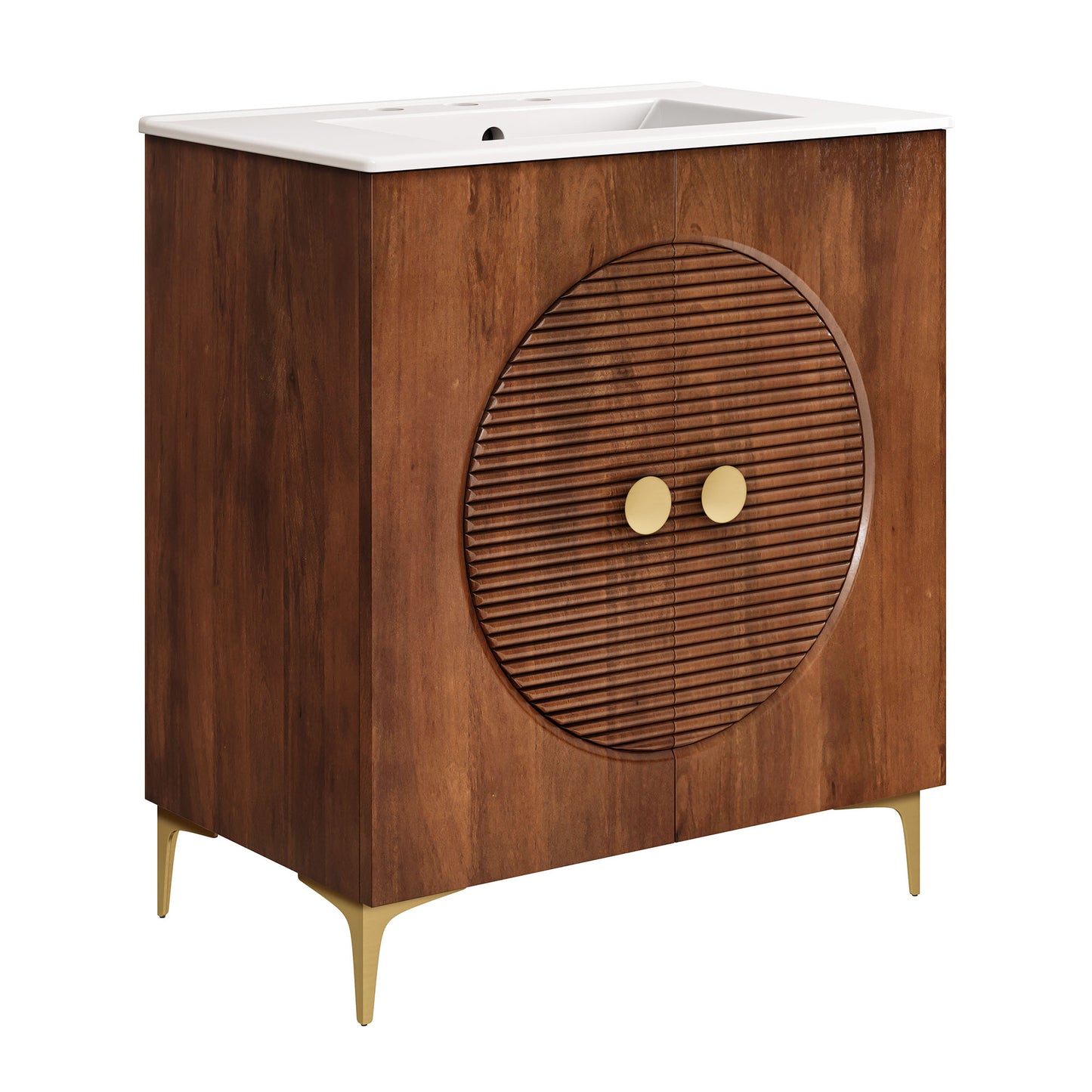 Vernon 30" Fluted Wood Vanity Cabinet With Sink by Modway